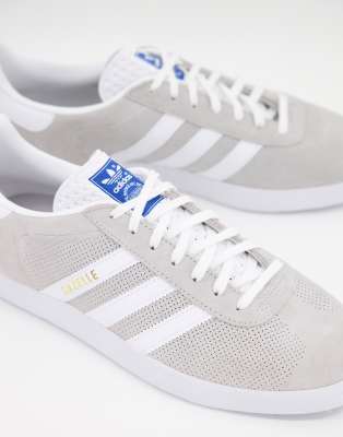 adidas light grey gazelle suede trainers