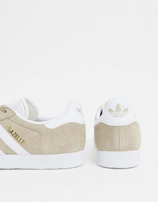 Adidas originals gazelle shop khaki & white trainers