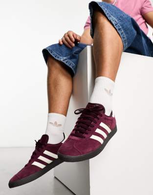 adidas Originals Gazelle trainers in maroon/chalk white