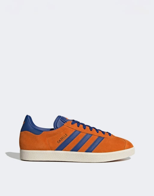 adidas Originals Gazelle trainers in orange and blue