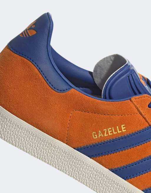 adidas Originals Gazelle trainers in orange and blue