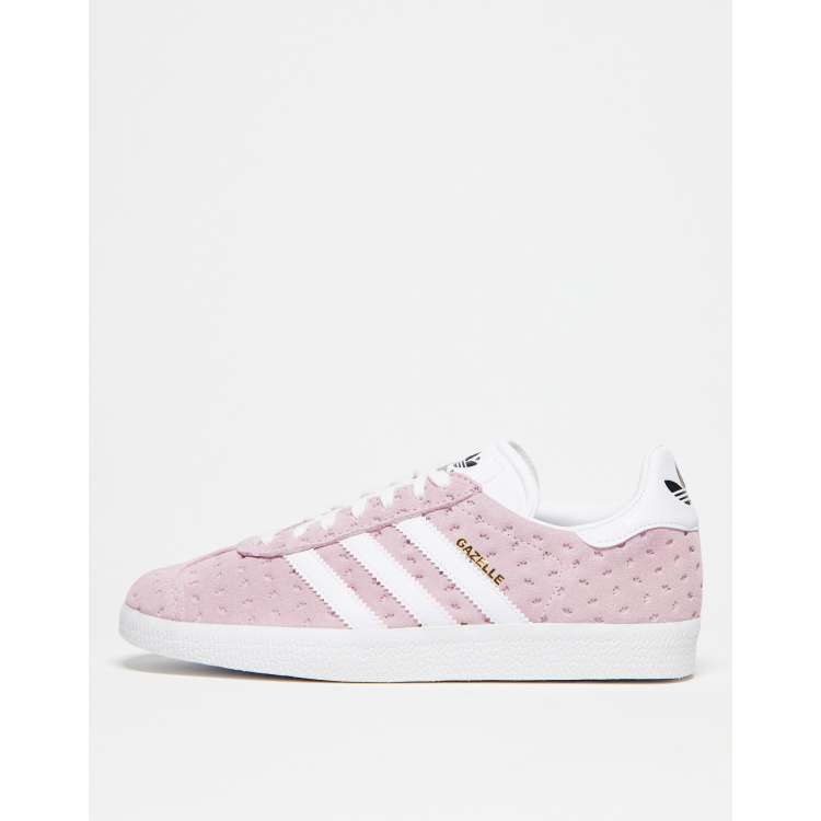 Adidas pale pink shop gazelle suede trainers