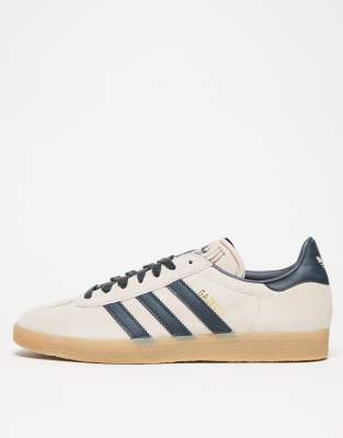 adidas Originals Gazelle trainers in taupe and indigo-Brown