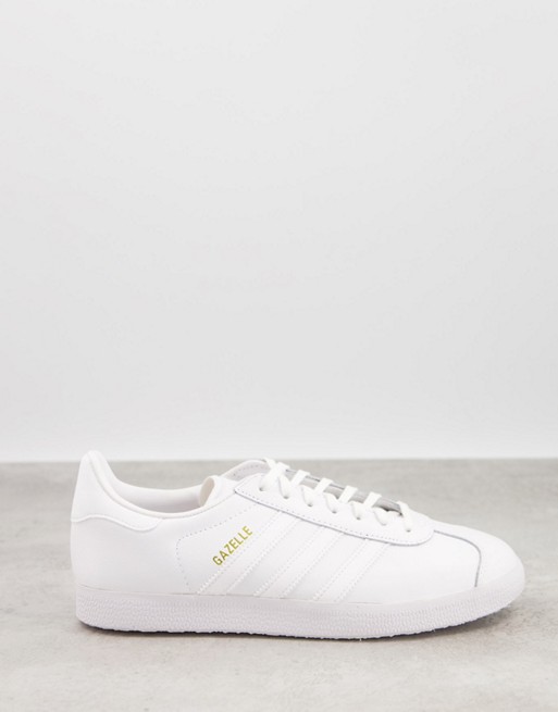 adidas Originals Gazelle trainers in triple white | Faoswalim