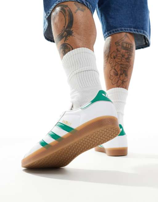 adidas Originals Gazelle trainers in white and green ASOS