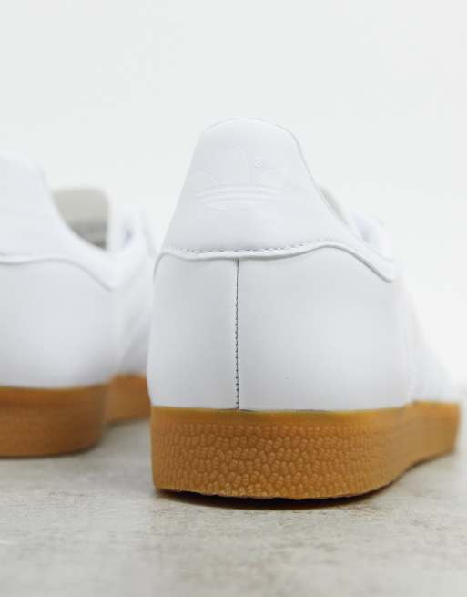 adidas Originals Gazelle trainers in white leather with gum sole