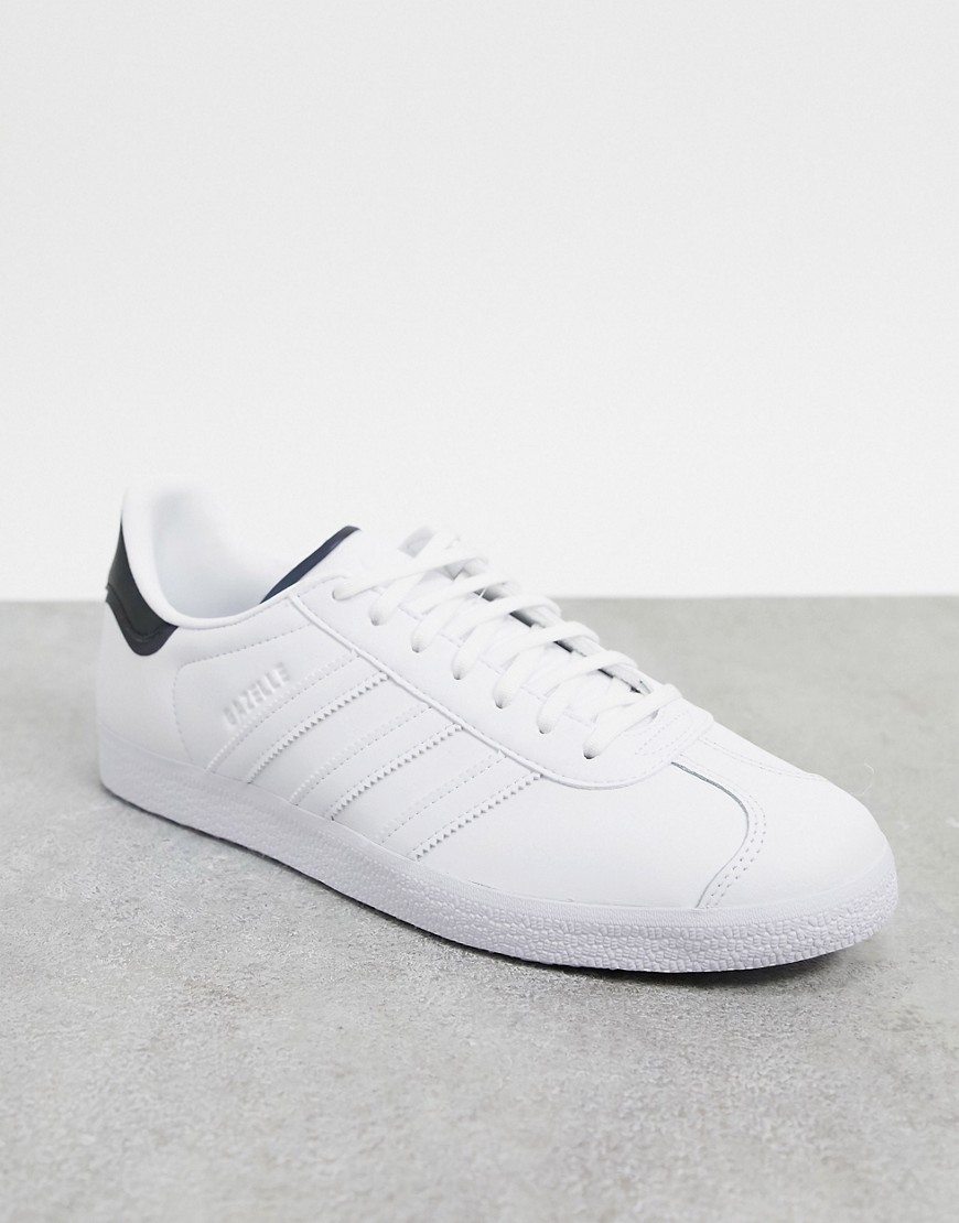 Adidas Originals Gazelle trainers in white leather-Grey