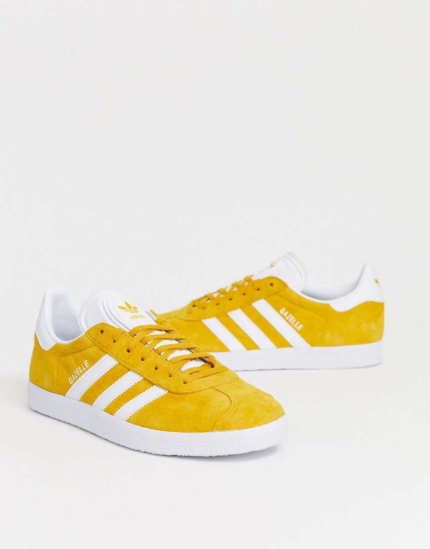 Adidas originals Gazelle trainers in yellow-White