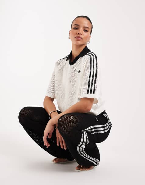 adidas Originals - Gehaakte polo in gebroken wit - view 1