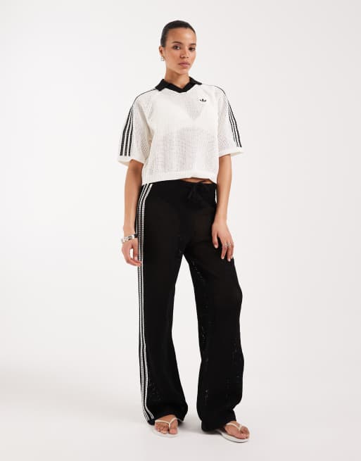adidas Originals – Gehäkeltes Polohemd in Wollweiß, 3 von 4