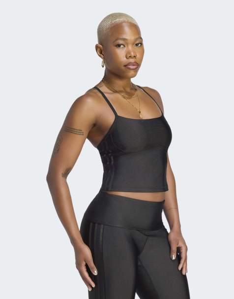 adidas Originals gepolstertes Sport-Top in Schwarz - view 1
