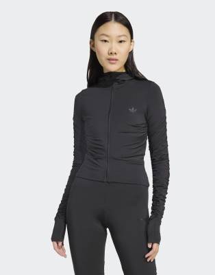 adidas Originals - Gerafftes Trainingsoberteil in Schwarz