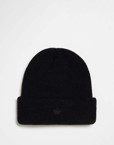 adidas Originals - Geribbelde vissersbeanie in zwart met logo in dezelfde tint - view 1