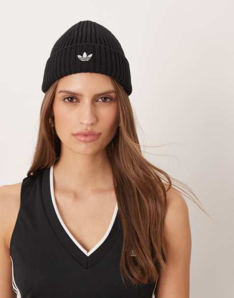 adidas Originals - Geribbelde vissersbeanie in zwart - view 1