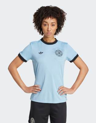adidas Originals Germany anniversary jersey in clear blue / black | ASOS