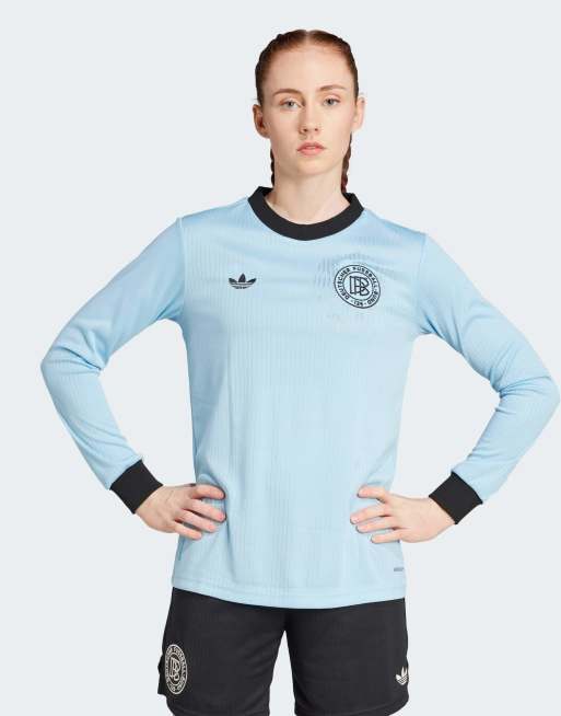 adidas Originals – Germany Anniversary – Langärmliges Trikot in Clear Blue / Schwarz