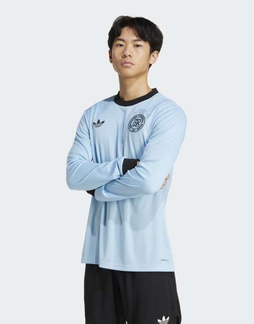 adidas Originals – Germany Anniversary – Langärmliges Trikot in Clear Blue / Schwarz