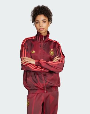adidas Originals Germany track top in burgundy-Red
