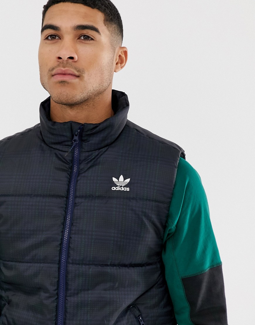 Adidas Originals - Geruite gilet in marineblauw