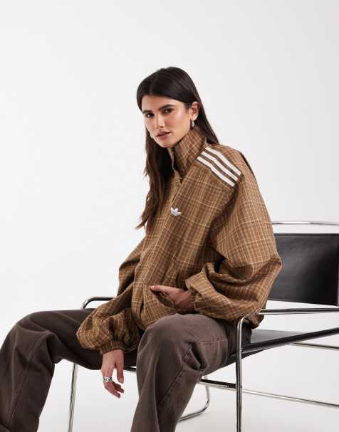 adidas Originals geruite tracktop in bruin, exclusief voor ASOS - view 1