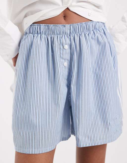 adidas Originals gestreifte Shorts im Boxer-Stil in Blau, 2 von 5