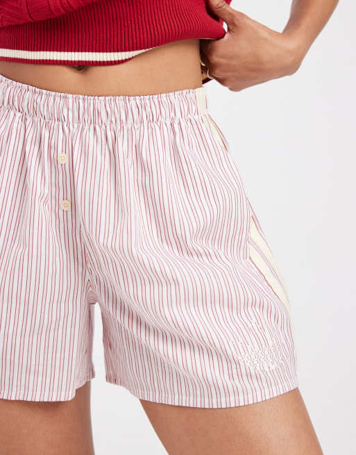 adidas Originals gestreifte Shorts im Boxer-Stil in Rot, 4 von 5