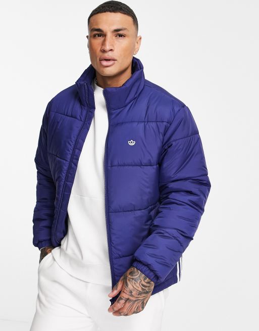 adidas Originals - Gewatteerd jack met opstaande kraag in marineblauw