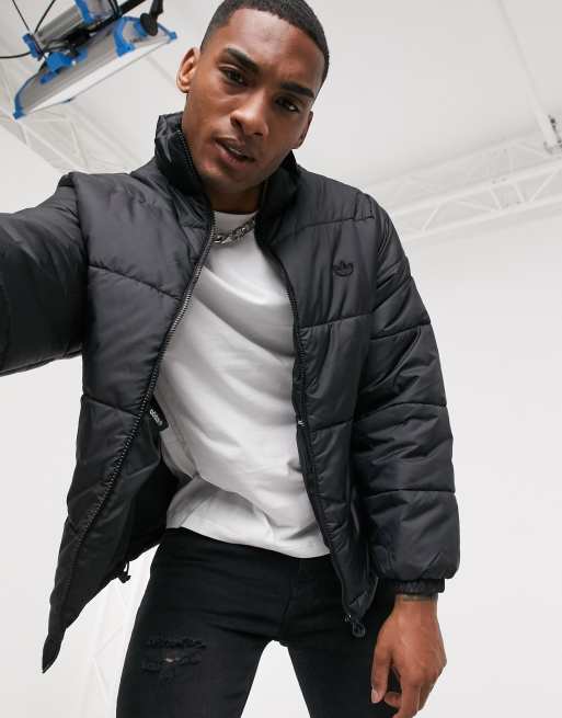 adidas Originals - Gewatteerd jack met opstaande kraag in zwart