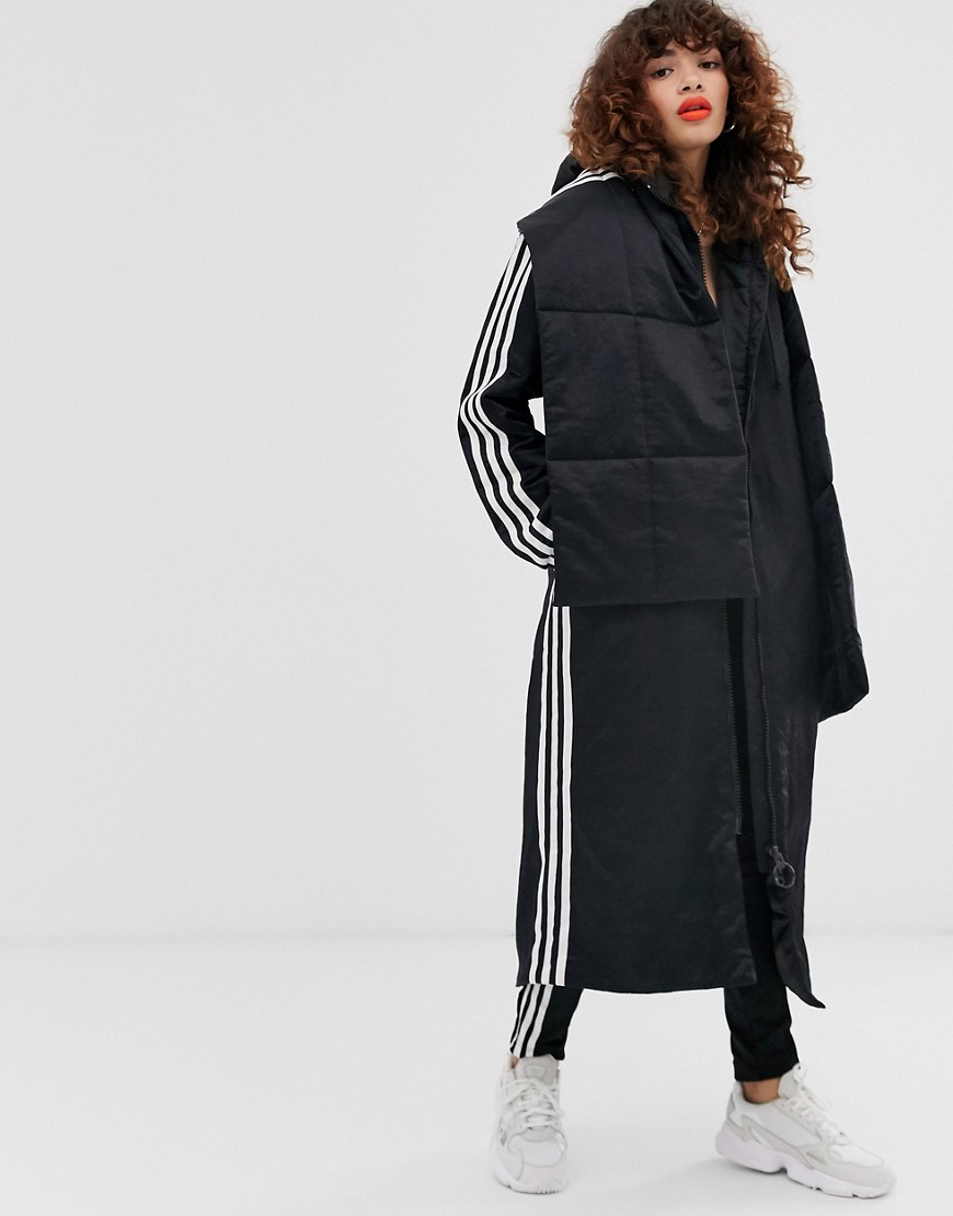 adidas Originals - Gewatteerd jasje met sjaal in zwart