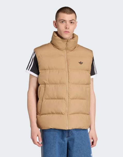 adidas Originals - Gewatteerde bodywarmer in ton-sur-ton kartonbruin - view 1