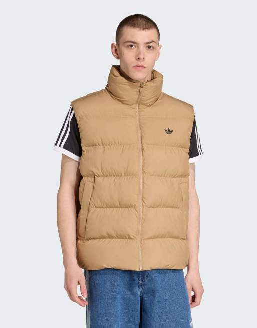 adidas Originals - Gewatteerde bodywarmer in ton-sur-ton kartonbruin