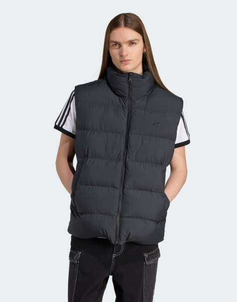 adidas Originals - Gewatteerde bodywarmer in ton-sur-ton zwart - view 1
