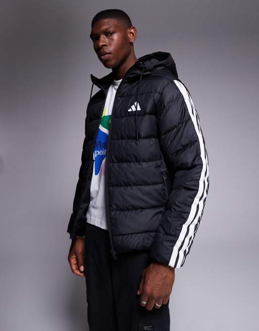 adidas Originals - Gewatteerde jas met 3-Stripes in zwart