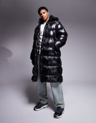adidas Originals - Gewatteerde jas met lange pasvorm in zwart - view 1