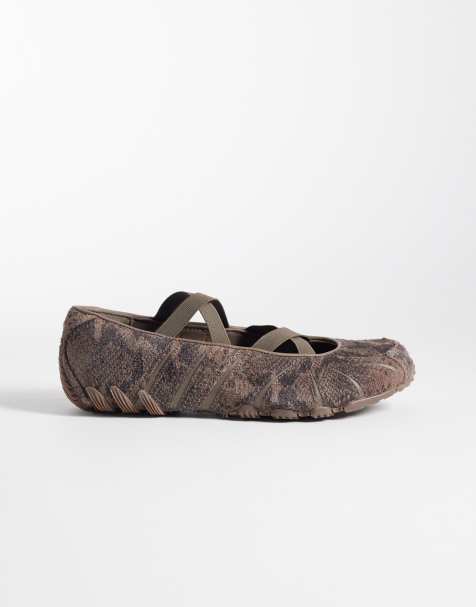adidas Originals Ghostsprint ballerine in marrone effetto serpente - view 1