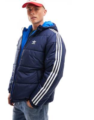 adidas Originals reversible winter hooded jacket in dark blue - ASOS Price Checker