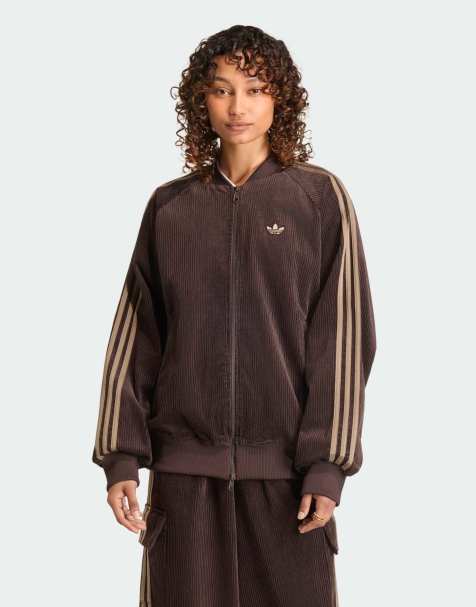 adidas Originals giacca sportiva oversize sst in tessuto a coste color aurora coffee/khaki six - view 1