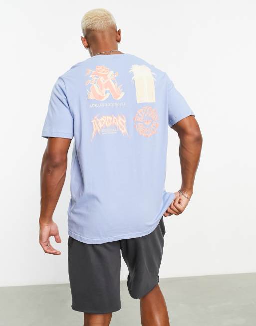 adidas Originals Glide logo back print t-shirt in blue