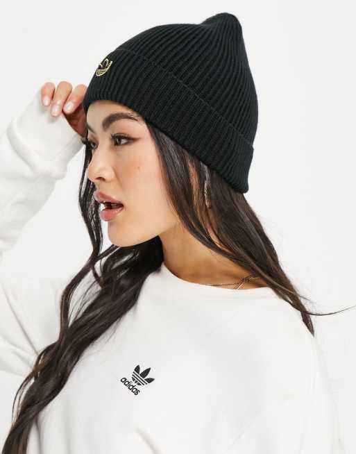 Adidas black and store gold beanie