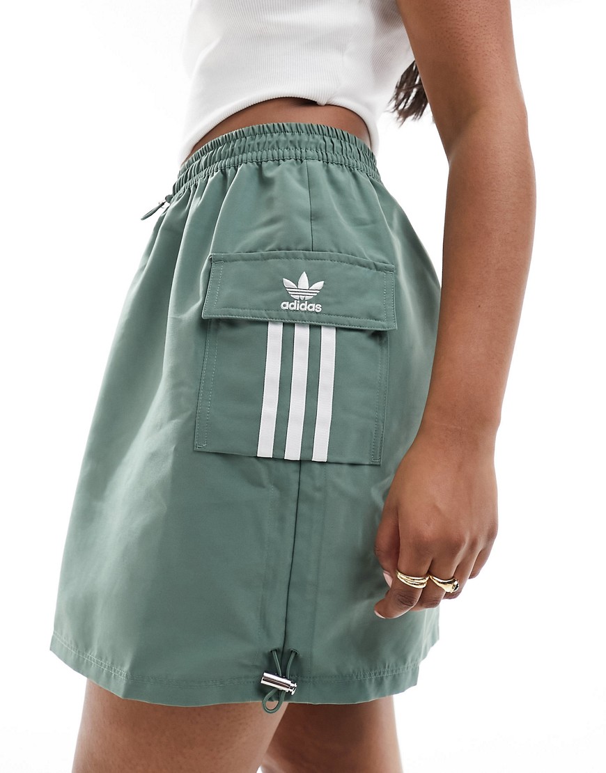 Adidas Originals Gorpcore Cargo Skirt In Khaki-green
