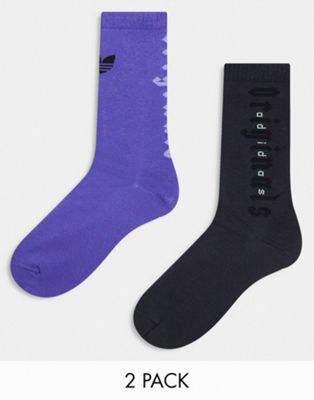 adidas Originals Gothcore 2 pack socks in black and purple - ASOS Price Checker