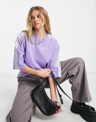 adidas Originals Gothcore 3 stripe t-shirt in purple - ASOS Price Checker