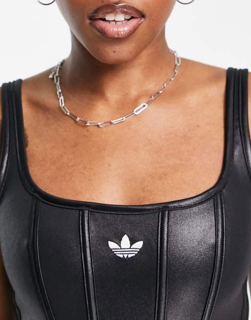 BN Adidas Corset in Black Reworked (Superwastedstore Vintagewknd), Women's  Fashion, Tops, Other Tops on Carousell