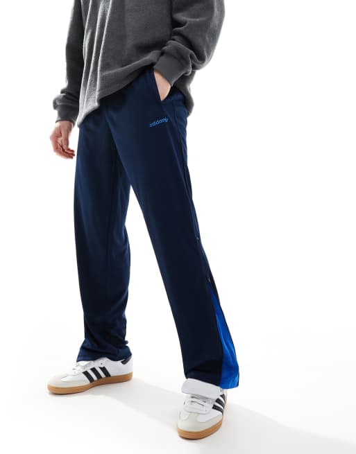 adidas Originals – Granatowe spodnie dzwony z nogawkami zapinanymi na zamek