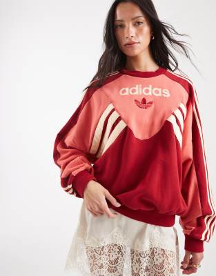 Adidas Originals Graphic Crew Neck Sweatshirt In Red