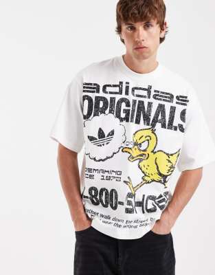 adidas Originals graphic duck T-shirt in white