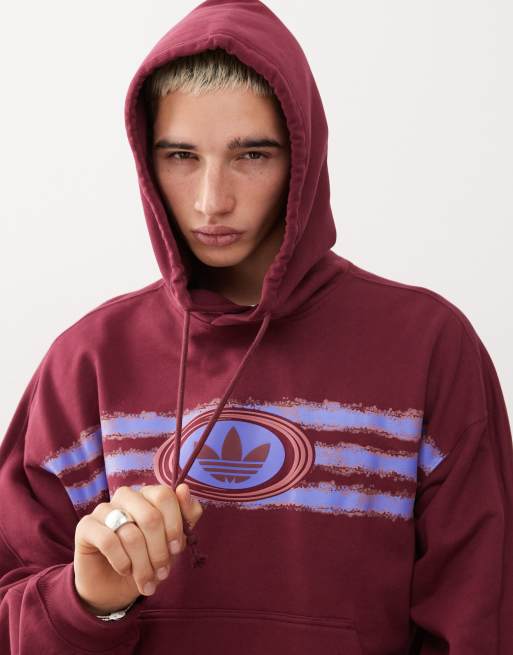 adidas Originals graphic hoodie in burgundy