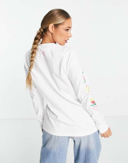 adidas Originals Adicolor Long Sleeve Football Jersey In White Cw1225, $26, Asos