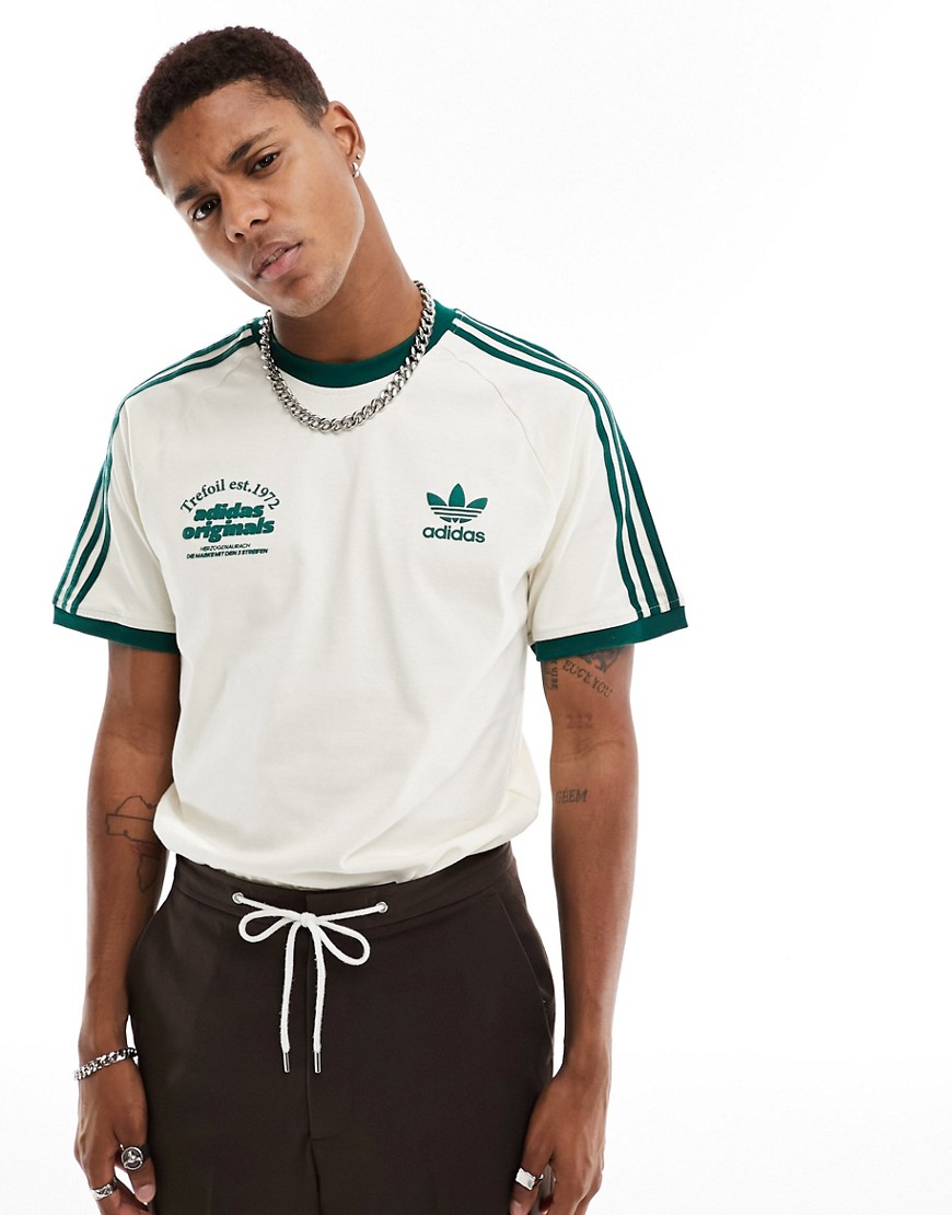 adidas Originals graphic t-shirt in off white and green
