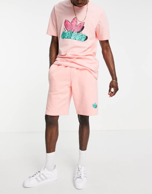 Pink adidas top trefoil shorts